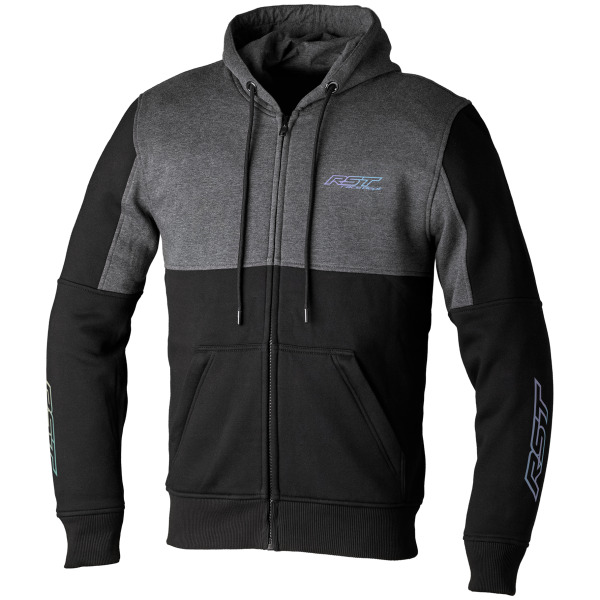 RST RST Team Zip Through CE Mens Textile Hoodie Black/Grey